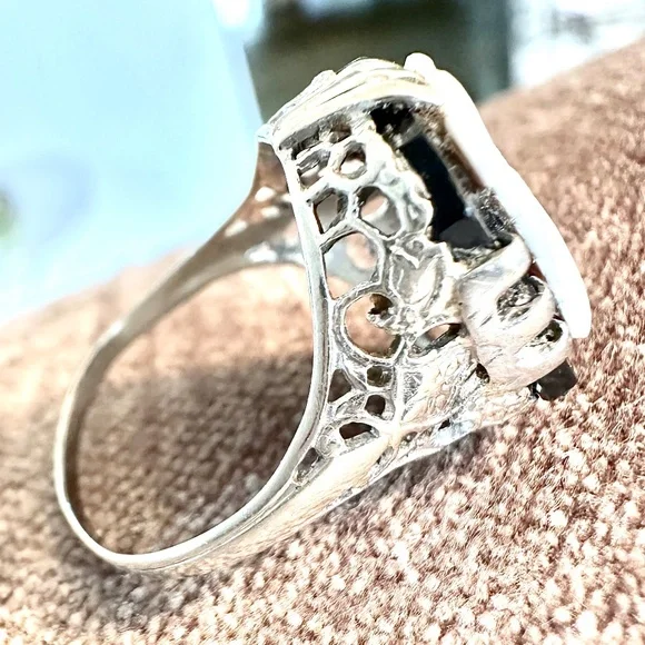 Titanic-Connection 14K White Gold Ostby Barton Intaglio Ring Size 6.5 - Picture 15 of 15